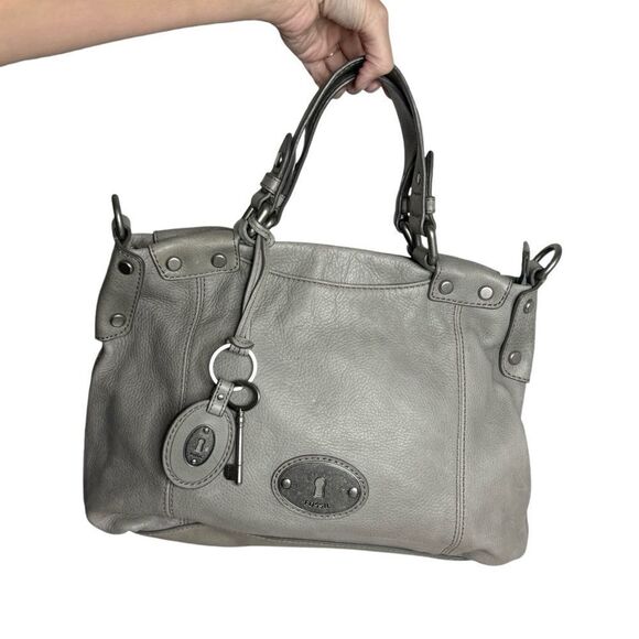 Fossil elephant gray supple leather top handle satchel bag long live vintage bag - Picture 13 of 13
